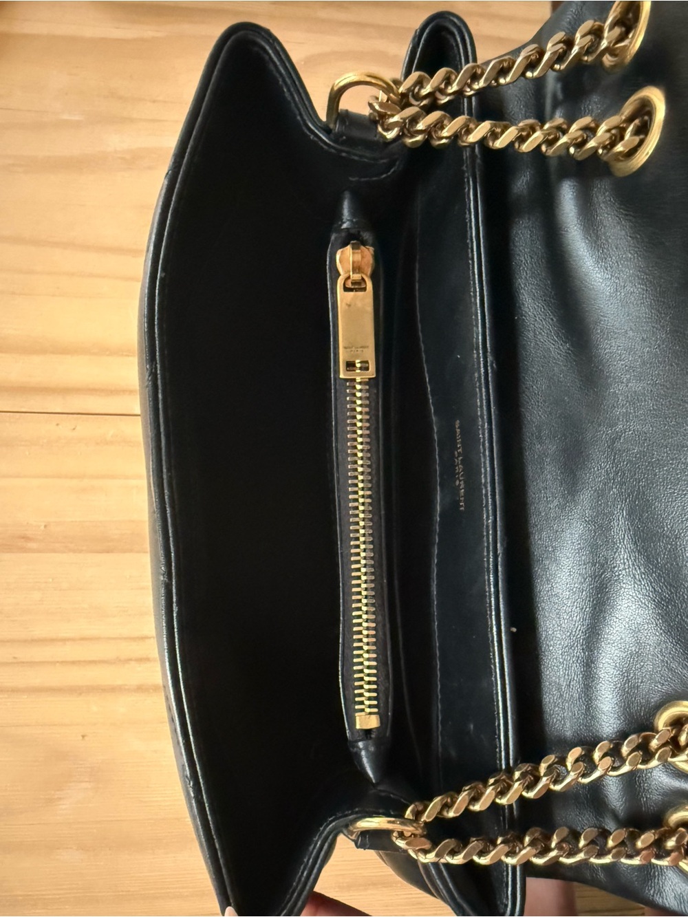 Saint Laurent Calfskin Y Quilted Monogram Small Loulou in Black/Gold - Picture 3 of 5